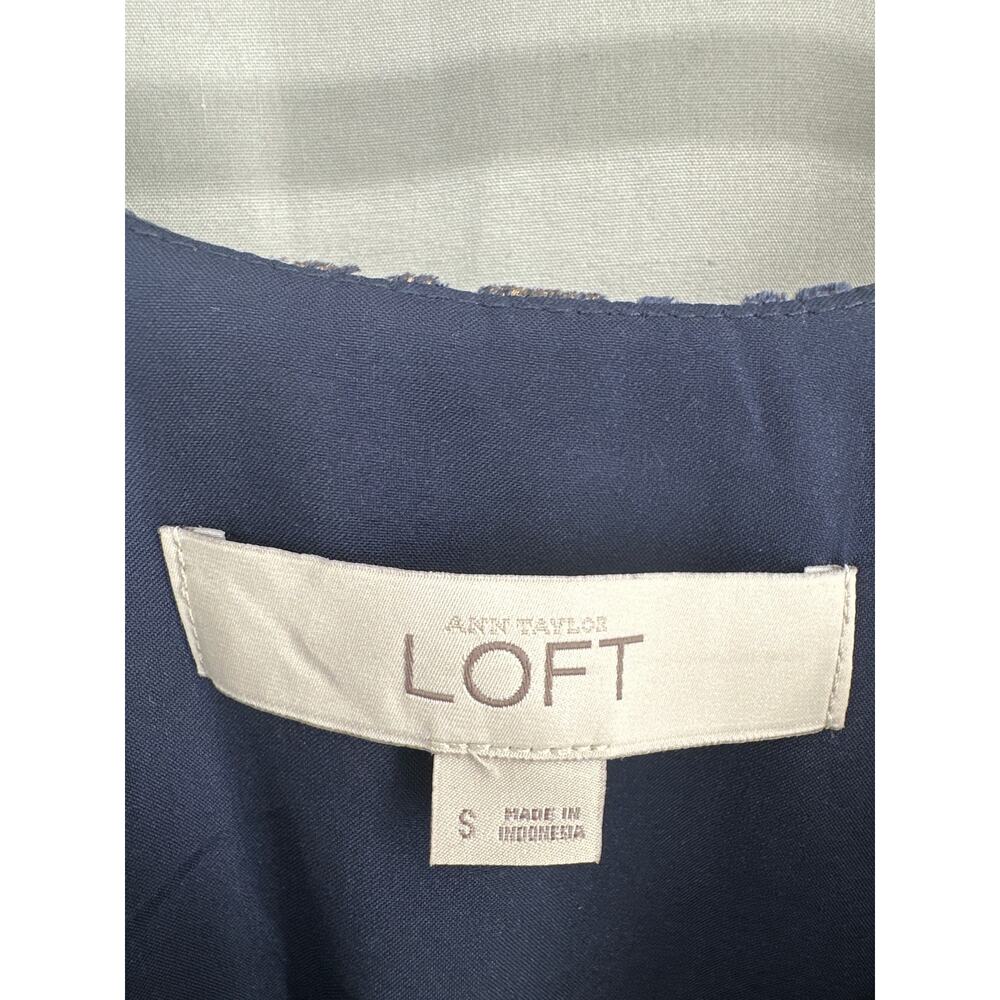 Loft Dress Womens Small Navy Blue Velvet Burnout Floral Mini Party Bohemian Boho - Picture 2 of 10